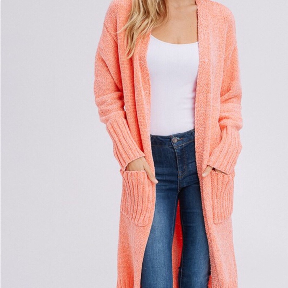Pink Chenille Velvet Cardigan